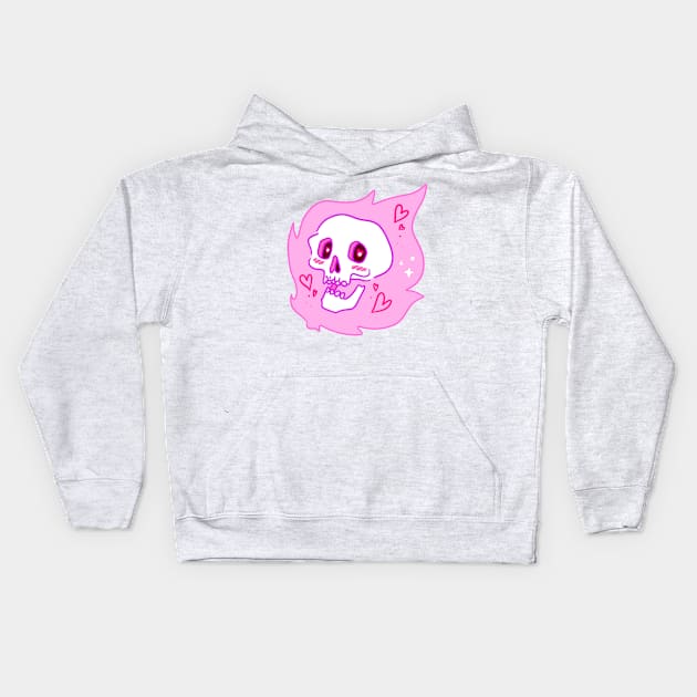 Pink Flame Skull Kids Hoodie by saradaboru